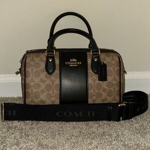 Coach Signature Brown and Black Duffel Bag